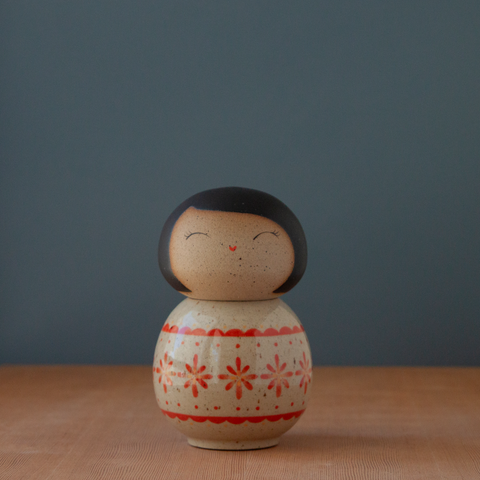 Kokeshi-Inspired Ceramic Doll - Folksy