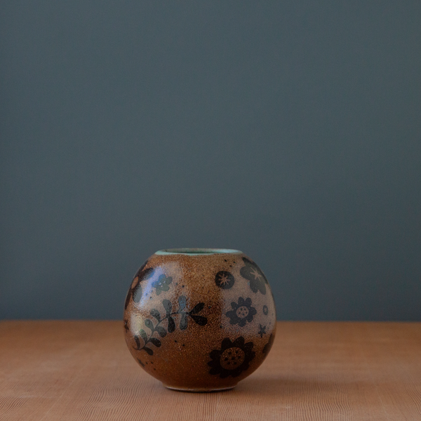 Kokeshi-Inspired Ceramic Doll - Soda Fired Floral