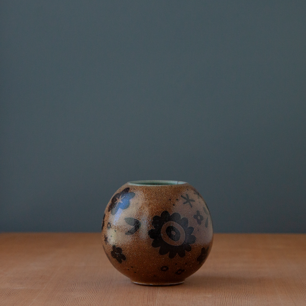 Kokeshi-Inspired Ceramic Doll - Soda Fired Floral