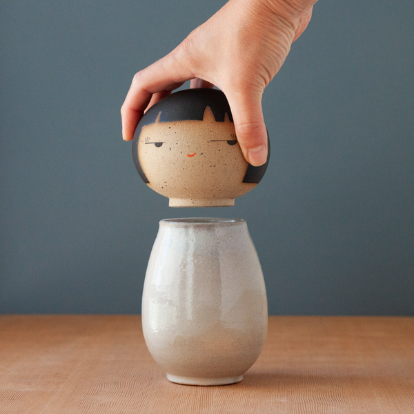 Kokeshi-Inspired Ceramic Doll - Sassy Subtle Soda Shino