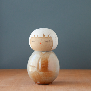 Kokeshi-Inspired Ceramic Doll - Serene Soda-Flashed Shino