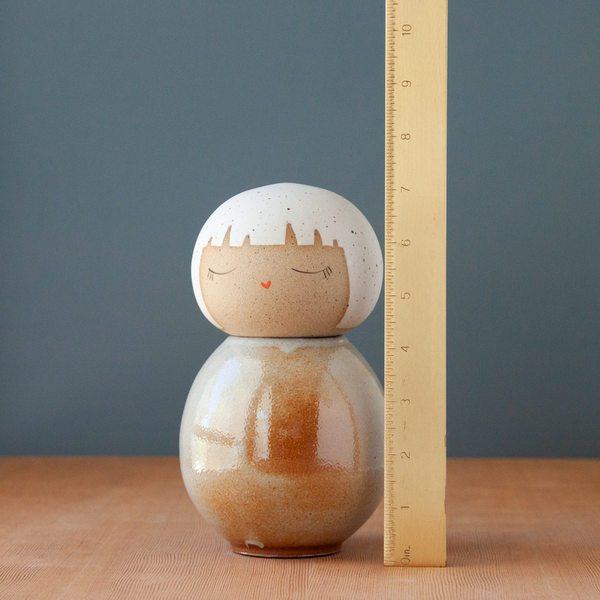 Kokeshi-Inspired Ceramic Doll - Serene Soda-Flashed Shino