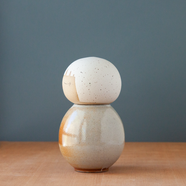 Kokeshi-Inspired Ceramic Doll - Serene Soda-Flashed Shino