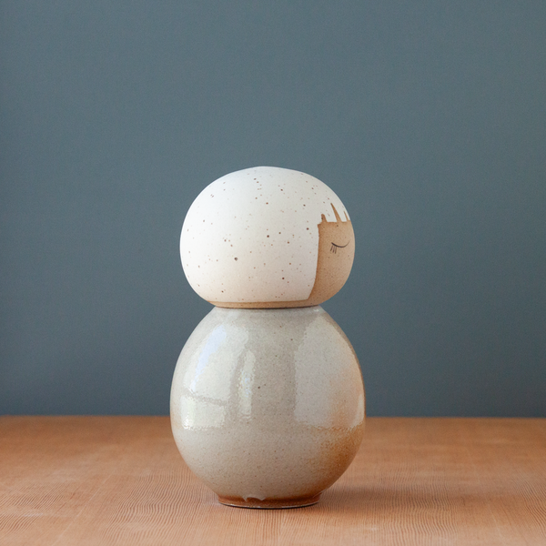 Kokeshi-Inspired Ceramic Doll - Serene Soda-Flashed Shino