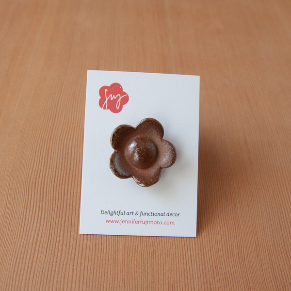 Soda-Fired Ceramic Flower Pins