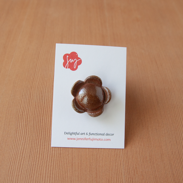 Soda-Fired Ceramic Flower Pins