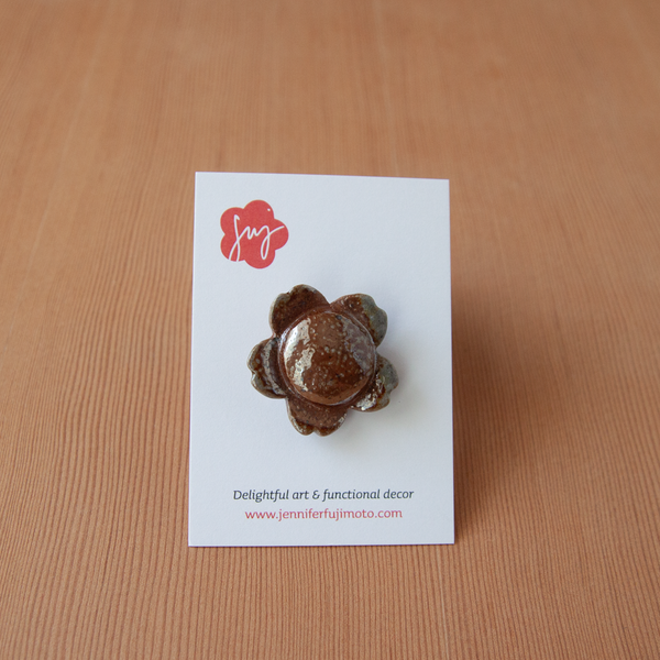 Soda-Fired Ceramic Flower Pins