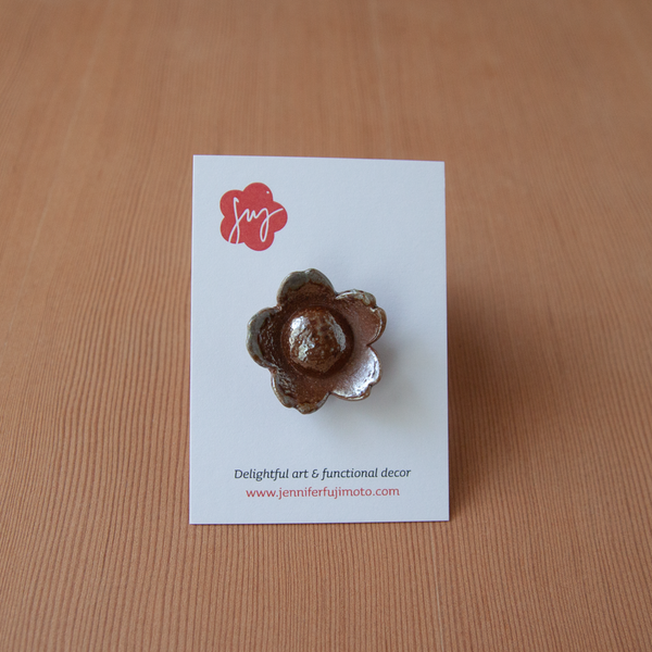 Soda-Fired Ceramic Flower Pins