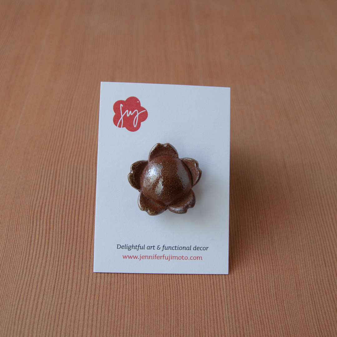 Soda-Fired Ceramic Flower Pins