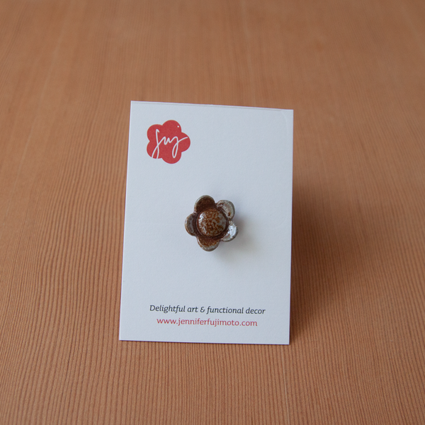 Soda-Fired Ceramic Flower Pins