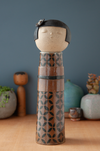 Kokeshi-Inspired Ceramic Sculpture - 14" Tall Soda-Fired Seven Treasures