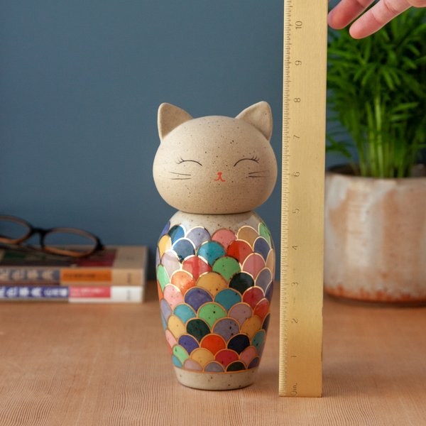 Kokeshi-Inspired Kitty - Rainbow Meowmaid