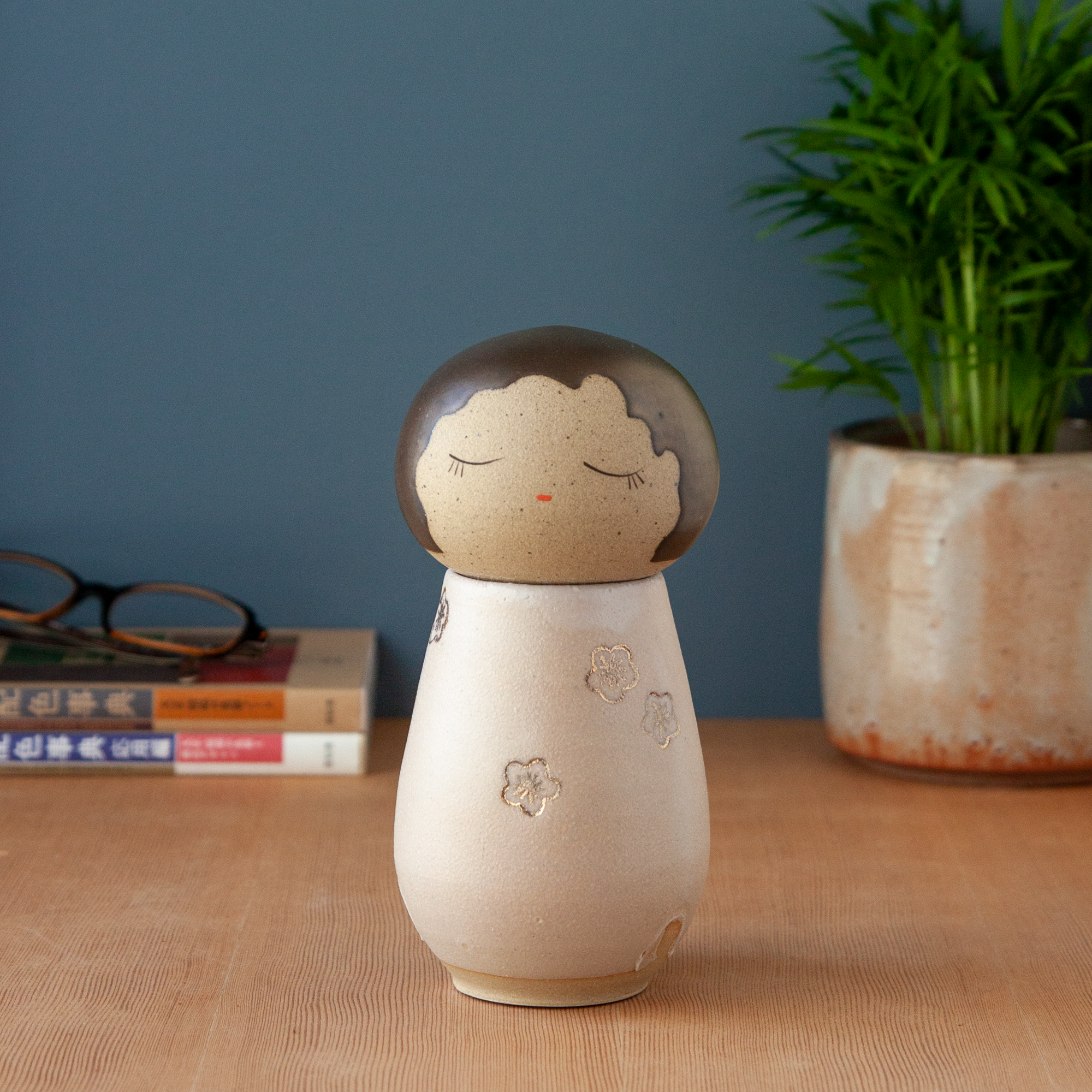 Kokeshi-Inspired Ceramic Doll - Golden Spring