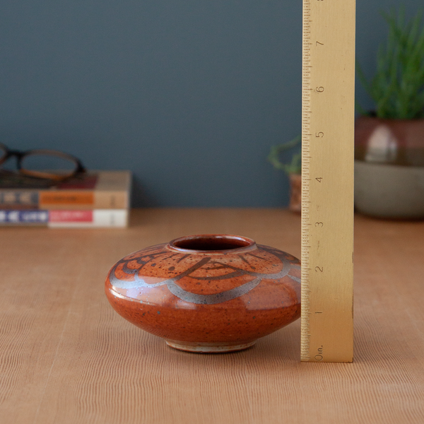 Shino Vase with Iron Oxide Floral Waves