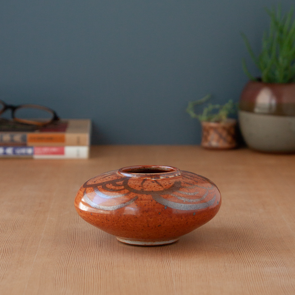 Shino Vase with Iron Oxide Floral Waves