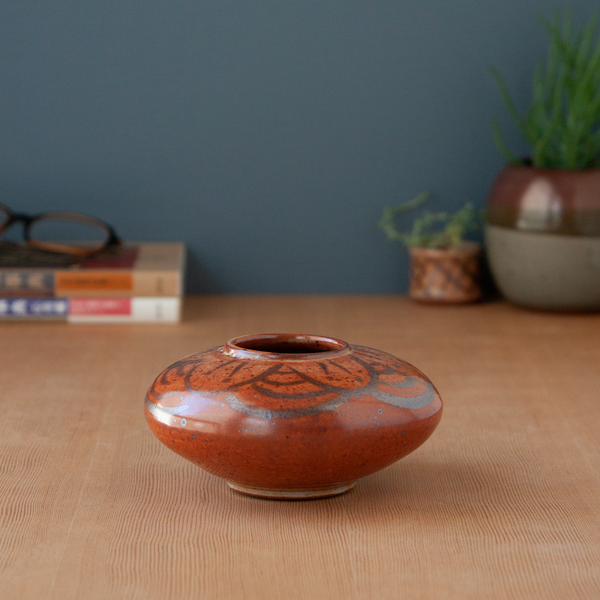 Shino Vase with Iron Oxide Floral Waves