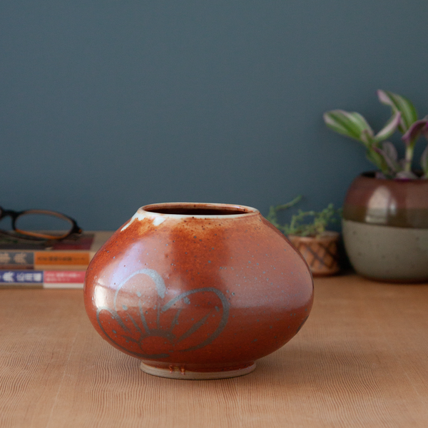 Shino Vase with Iron Oxide Plum Blossom
