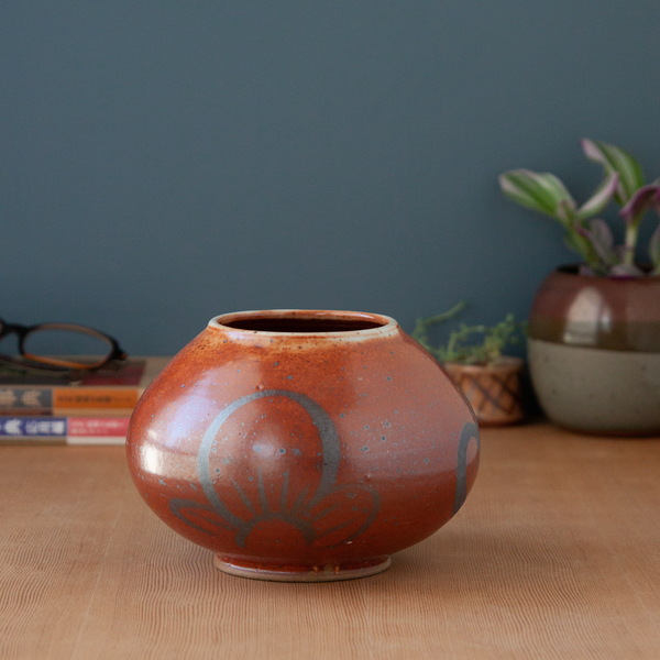 Shino Vase with Iron Oxide Plum Blossom