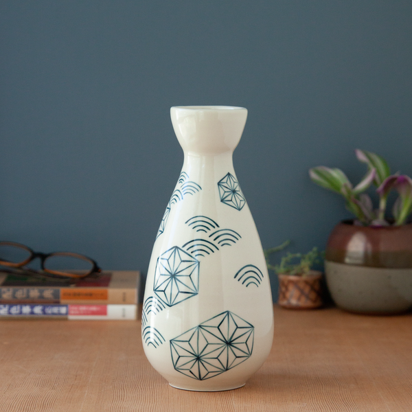 White and Blue Patterned Vase