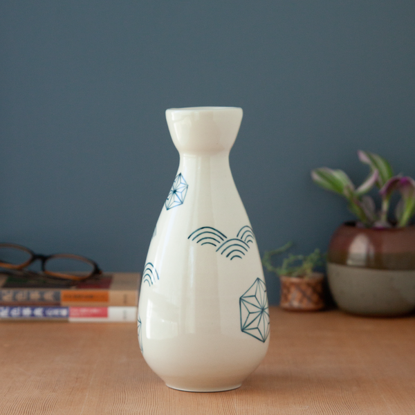 White and Blue Patterned Vase