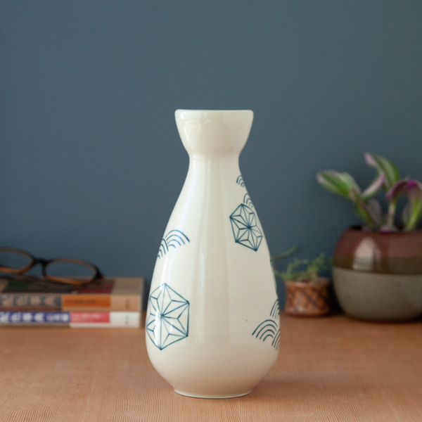 White and Blue Patterned Vase