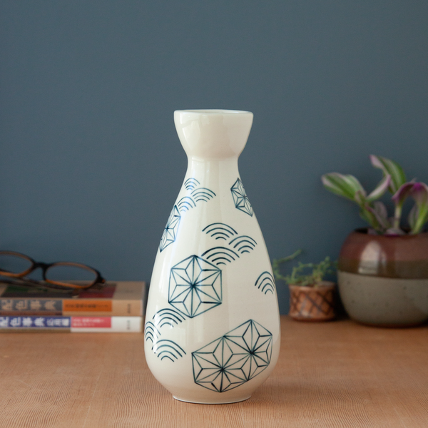 White and Blue Patterned Vase