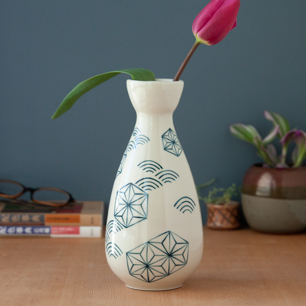 White and Blue Patterned Vase