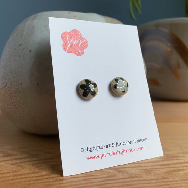 Plum Blossom Hand-painted Ceramic Earrings
