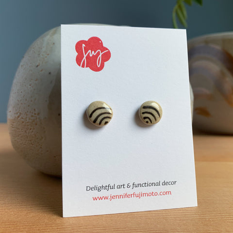 Black Wave Hand-painted Ceramic Earrings