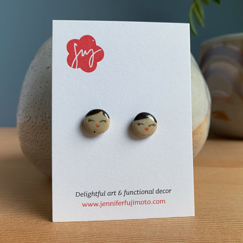 Cheerful Side Part Hand-painted Ceramic Earrings