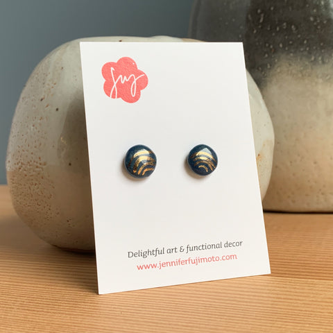 Gold Wave Hand-painted Ceramic Earrings