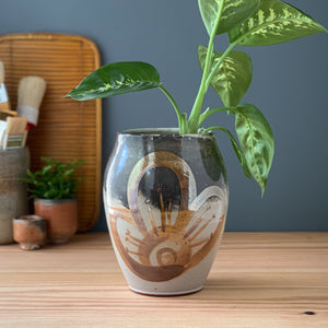 Red Iron Brushwork Floral Vase