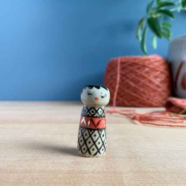“Kanoko” Kokeshi-Inspired Stoneware Miniature