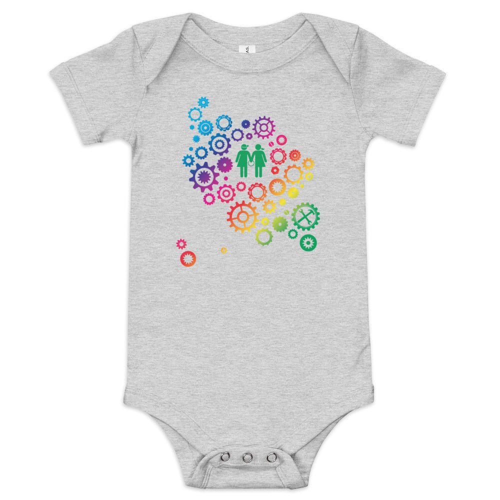 Baby Short Sleeve One Piece - Rainbow Gears