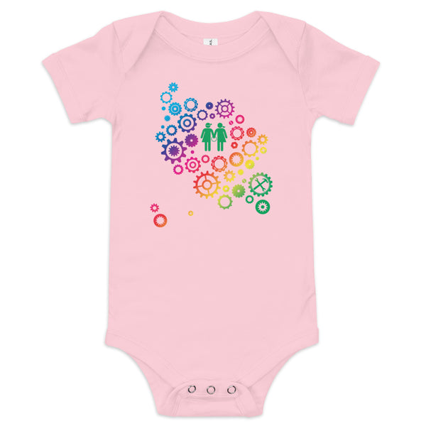 Baby Short Sleeve One Piece - Rainbow Gears
