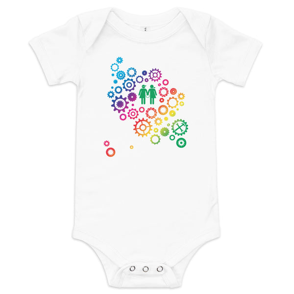 Baby Short Sleeve One Piece - Rainbow Gears