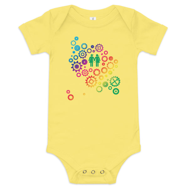 Baby Short Sleeve One Piece - Rainbow Gears