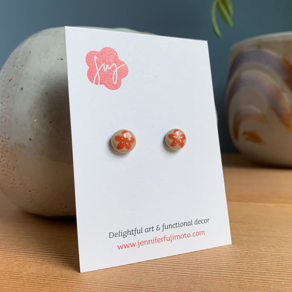 Plum Blossom Hand-painted Ceramic Earrings
