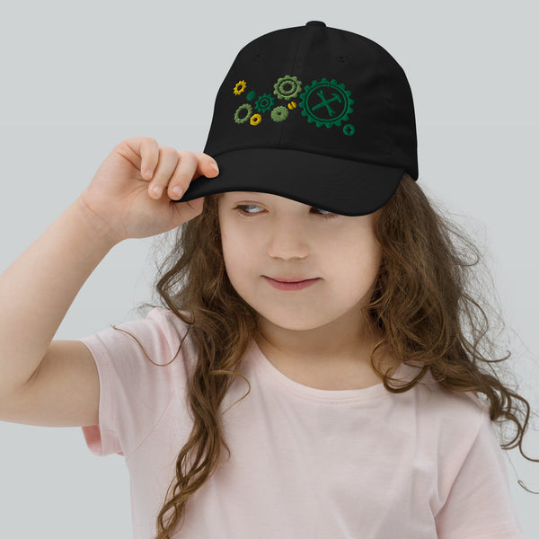 Youth Baseball Cap - Blue-Green Gears